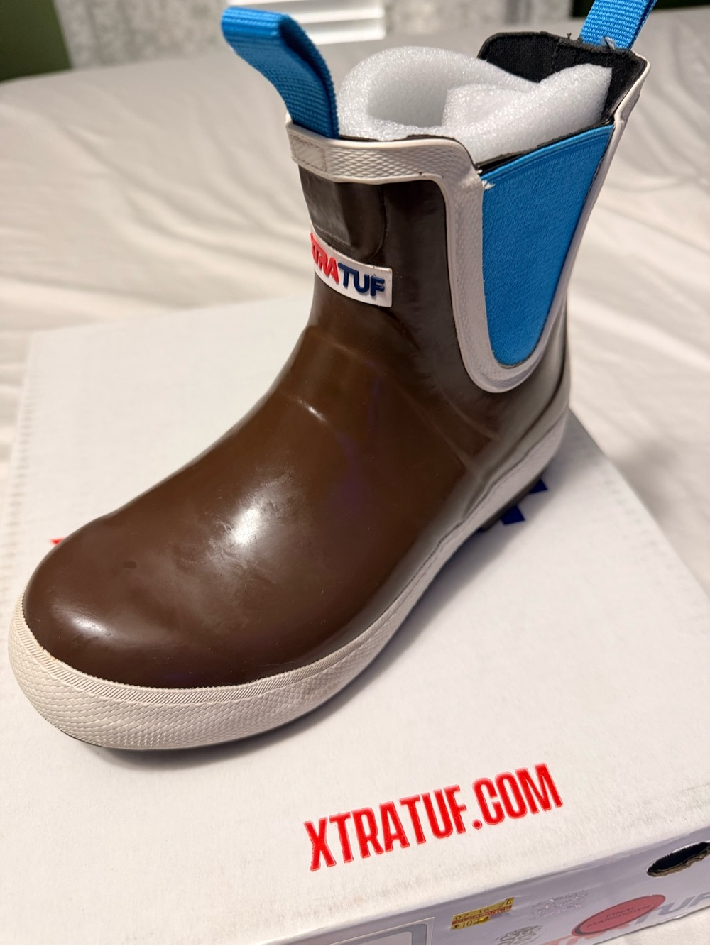 Women’s Xtratuf Salmon Sisters Brown & Blue Slip-On Rain Boot